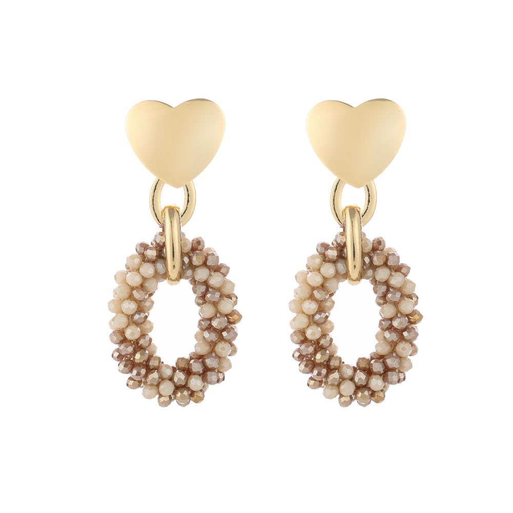 Statement oorbellen "IRIS" Beige mix