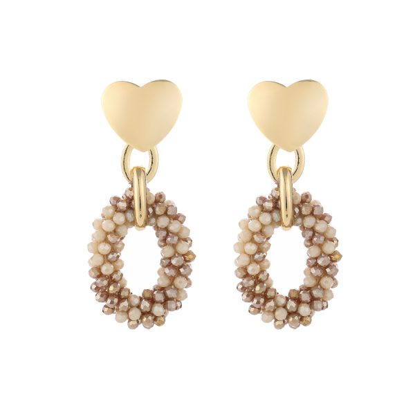 Statement oorbellen "IRIS" Beige mix