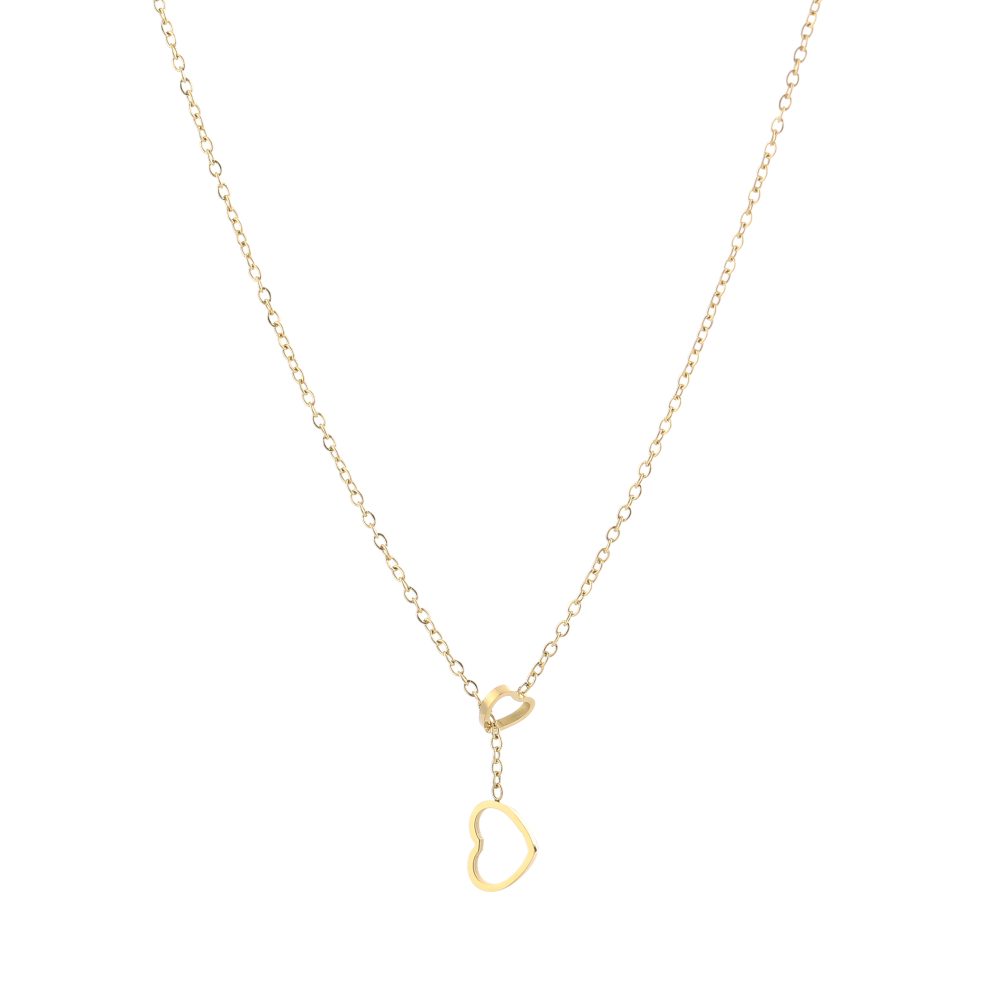 Double Heart ketting Goud