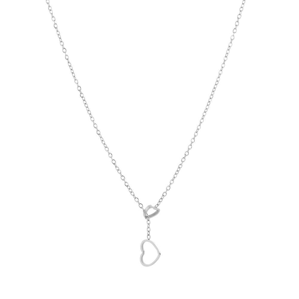 Double Heart ketting Zilver