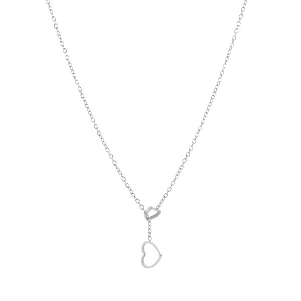 Double Heart ketting Zilver