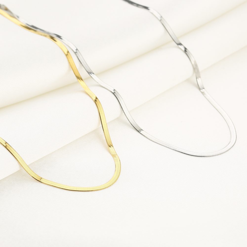 "Flat snake" ketting goud - Afbeelding 2