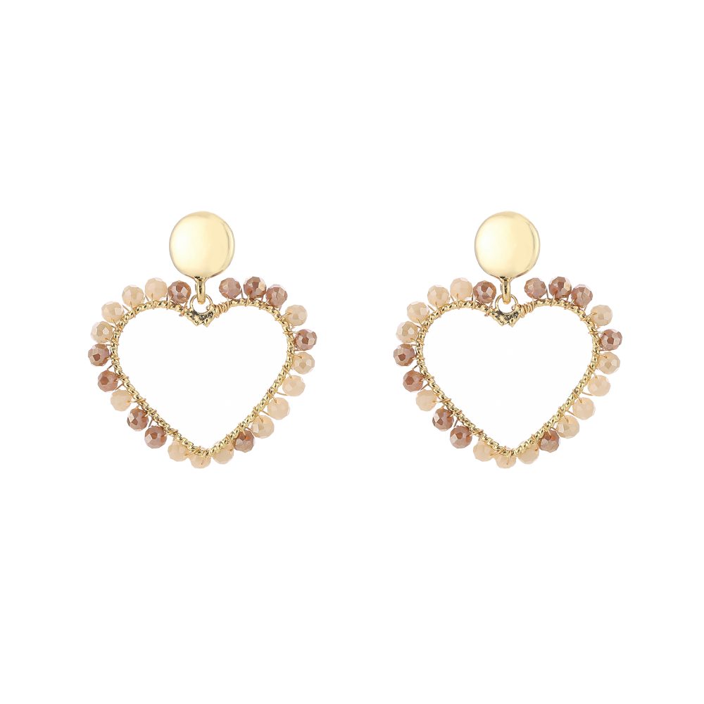 Statement oorbellen "LOVE" Beige mix
