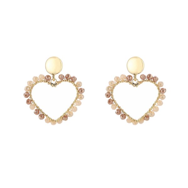 Statement oorbellen "LOVE" Beige mix