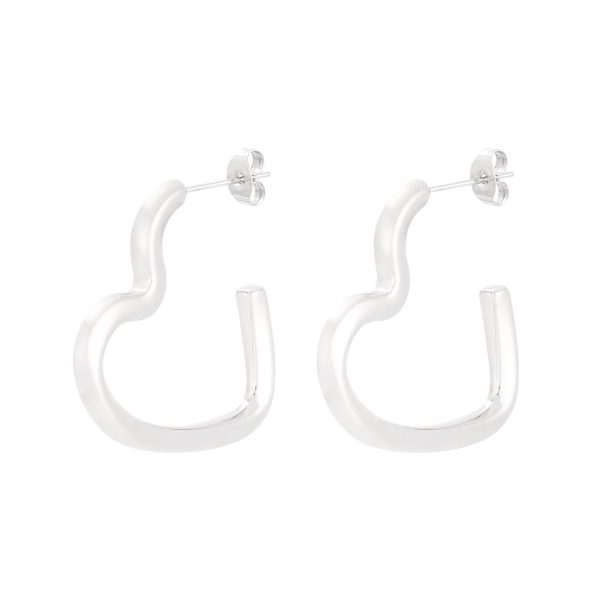 Open hart hoops Zilver