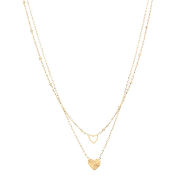 Dubbele hartjes ketting Goud