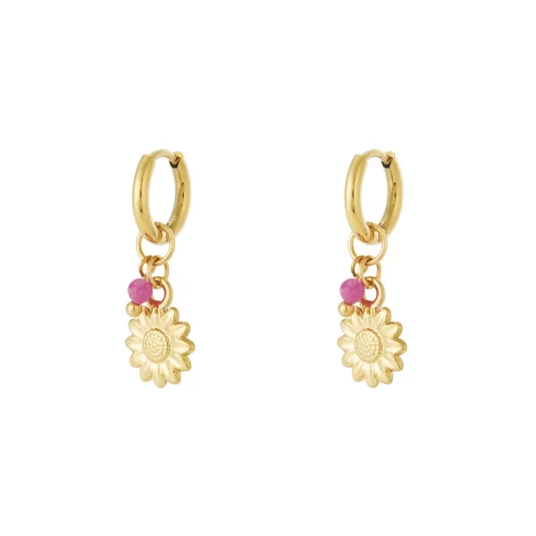 Pink petal hoops Goud
