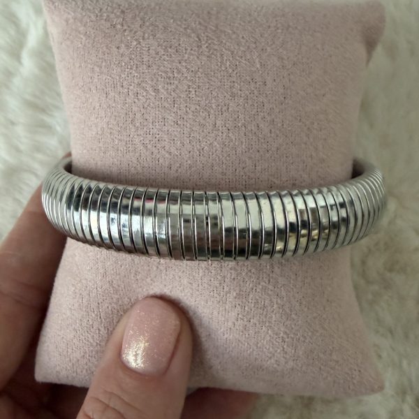 Silver rib armband groot