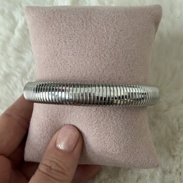 Silver rib armband klein