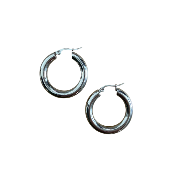 Silver glow hoops